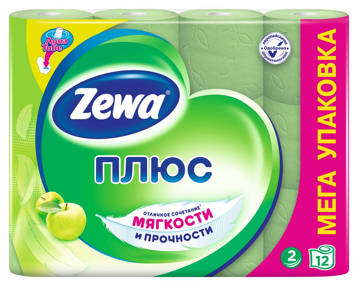 продажа Туалетная бумага Zewa Плюс Яблоко, 2 слоя, 12 рулонов купить в topshop - заказ и доставка в Москве и Санкт-Петербурге